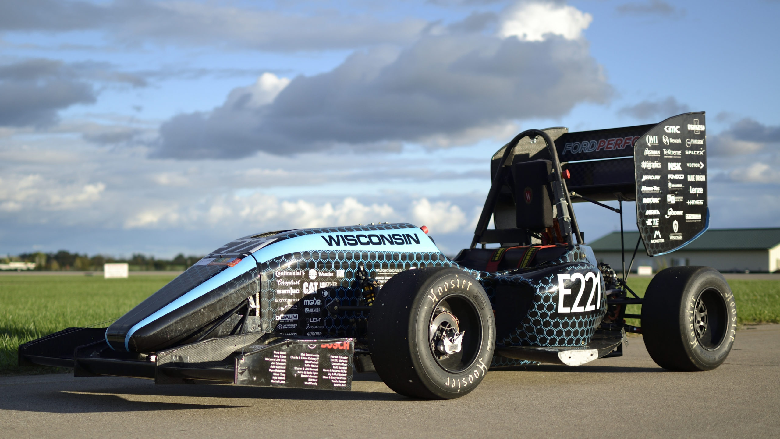 The first electric vehicle produced by Wisconsin Racing, the WR-217e was designed to share a monocoque with the WR-217c and utilize a bespoke rear frame design to contain the team's first-ever custom high voltage battery. The team earned 1st in the design event with this all-wheel-drive vehicle.